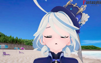 Witness the Seductive Allure of Furina's Steamy Beach Fucking