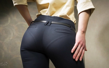 Experience the Allure of an Enchanting MILF with a Luscious Ass in Tight Work Trousers Teasing Her Visible