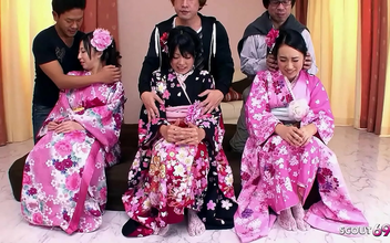 Experience the Ultimate JAV Orgy with Three Luscious Teens with Hairy Pussy