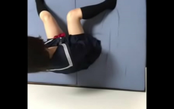 JAV Schoolgirl Gets Horny Watching Lazy Rinsta and Masturbates in Her Room