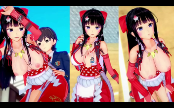 Unleash Your Desires with Big-Boobed Miko Kai in Eroge Koikatsu! Watch Her Swordsman Skills & Tits Rubbing Scene!